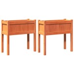 vidaXL Jardiniere grădină cu picioare, 2 buc., maro ceruit, lemn pin vidaXL Jardiniere grădină cu picioare, 2 buc., maro ceruit, lemn pin