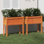 vidaXL Jardiniere grădină cu picioare, 2 buc., maro ceruit, lemn pin vidaXL Jardiniere grădină cu picioare, 2 buc., maro ceruit, lemn pin