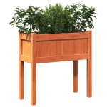 vidaXL Jardiniere grădină cu picioare, 2 buc., maro ceruit, lemn pin vidaXL Jardiniere grădină cu picioare, 2 buc., maro ceruit, lemn pin
