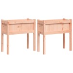 vidaXL Jardiniere de grădină cu picioare, 2 buc., lemn masiv douglas vidaXL Jardiniere de grădină cu picioare, 2 buc., lemn masiv douglas