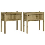 vidaXL Jardiniere de gradina cu picioare 2 buc. lemn de pin impregnat vidaXL Jardiniere de gradina cu picioare 2 buc. lemn de pin impregnat