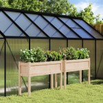 vidaXL Jardiniere de grădină cu picioare, 2 buc., lemn masiv de pin vidaXL Jardiniere de grădină cu picioare, 2 buc., lemn masiv de pin