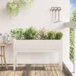 vidaXL Jardinier de grădină cu picioare, alb, 110x31x70 cm, lemn masiv