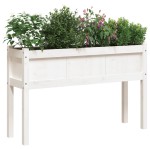 vidaXL Jardiniere de grădină cu picioare 2 buc. alb lemn masiv de pin