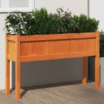 vidaXL Jardinieră grădină cu picioare maro ceruit 110x31x70cm lemn pin vidaXL Jardinieră grădină cu picioare maro ceruit 110x31x70cm lemn pin