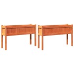 vidaXL Jardiniere grădină cu picioare, 2 buc., maro ceruit, lemn pin