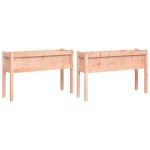 vidaXL Jardiniere de grădină cu picioare, 2 buc., lemn masiv Douglas vidaXL Jardiniere de grădină cu picioare, 2 buc., lemn masiv Douglas