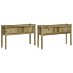 vidaXL Jardiniere de gradina cu picioare 2 buc. lemn de pin impregnat vidaXL Jardiniere de gradina cu picioare 2 buc. lemn de pin impregnat