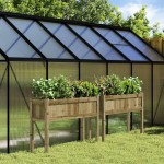 vidaXL Jardiniere de gradina cu picioare 2 buc. lemn de pin impregnat vidaXL Jardiniere de gradina cu picioare 2 buc. lemn de pin impregnat