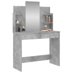 vidaXL Masă de toaletă cu oglindă, gri beton, 96x39x142 cm