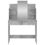 vidaXL Masă de toaletă cu oglindă, gri beton, 96x39x142 cm
