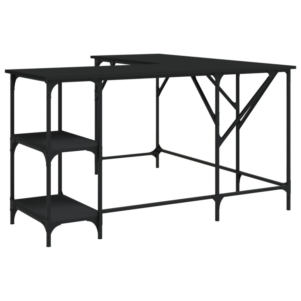 vidaXL Birou, negru, 139x139x75 cm, lemn prelucrat