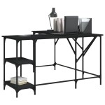 vidaXL Birou, negru, 139x139x75 cm, lemn prelucrat