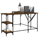 vidaXL Birou, stejar afumat, 139x139x75 cm, lemn prelucrat