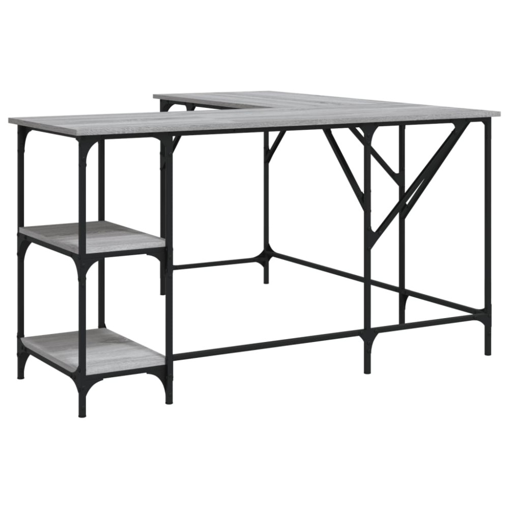 vidaXL Birou, gri sonoma, 139x139x75 cm, lemn prelucrat