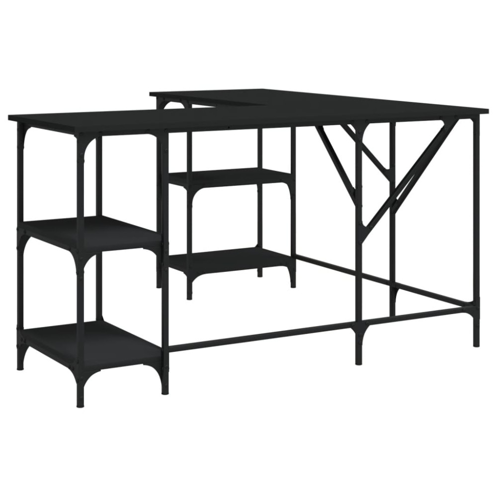 vidaXL Birou, negru, 139x139x75 cm, lemn prelucrat