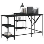 vidaXL Birou, negru, 139x139x75 cm, lemn prelucrat