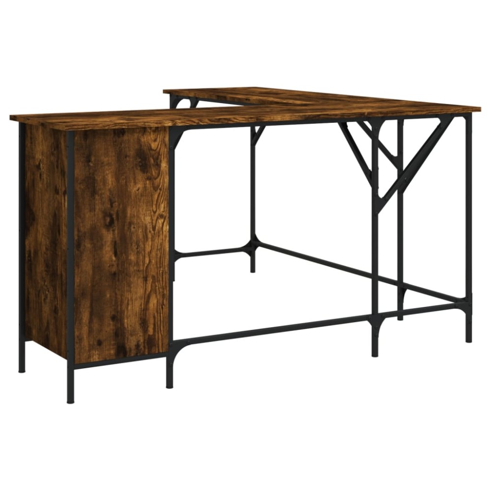 vidaXL Birou, stejar afumat, 141x141x75 cm, lemn prelucrat