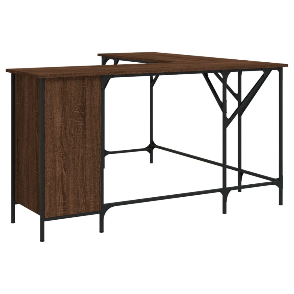 vidaXL Birou, stejar maro, 141x141x75 cm, lemn prelucrat