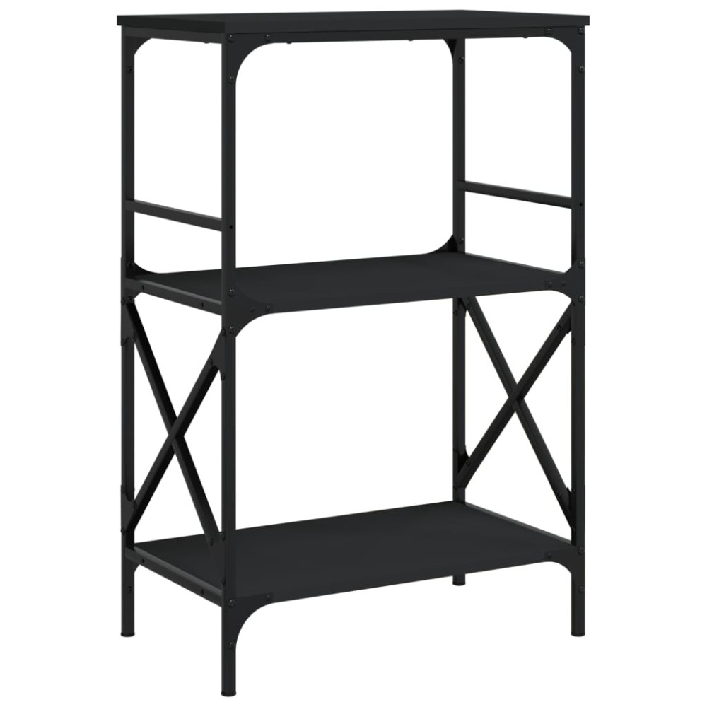 vidaXL Bibliotecă cu 3 niveluri, negru, 59x35x90,5 cm lemn compozit