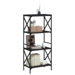 vidaXL Bibliotecă cu 4 niveluri, negru, 59x35x132 cm, lemn prelucrat vidaXL Bibliotecă cu 4 niveluri, negru, 59x35x132 cm, lemn prelucrat