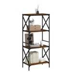 vidaXL Bibliotecă 4 niveluri stejar afumat 59x35x132 cm lemn prelucrat vidaXL Bibliotecă 4 niveluri stejar afumat 59x35x132 cm lemn prelucrat