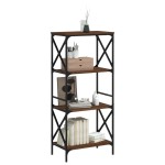 vidaXL Bibliotecă 4 niveluri, stejar maro 59x35x132 cm, lemn prelucrat vidaXL Bibliotecă 4 niveluri, stejar maro 59x35x132 cm, lemn prelucrat