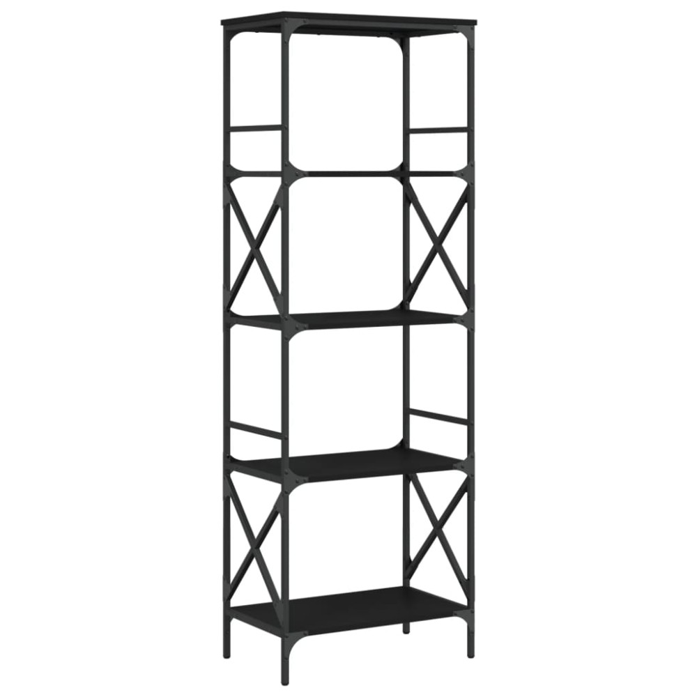 vidaXL Bibliotecă cu 5 niveluri, negru, 59x35x171 cm, lemn prelucrat