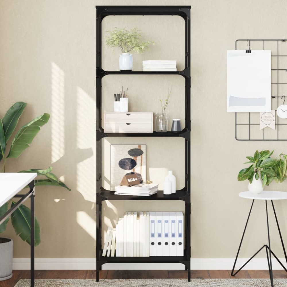 vidaXL Bibliotecă cu 5 niveluri, negru, 59x35x171 cm, lemn prelucrat