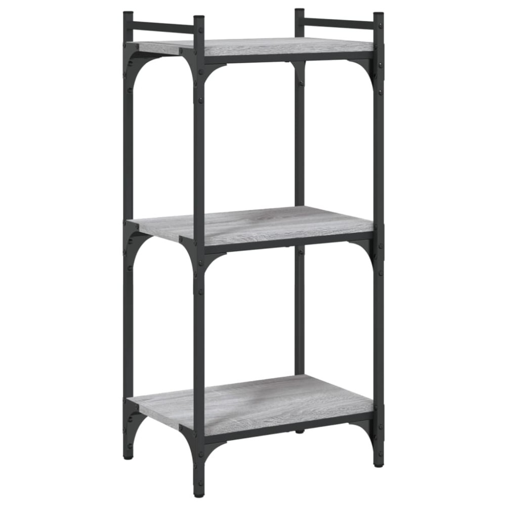 vidaXL Bibliotecă cu 3 niveluri gri sonoma 40x30x86 cm, lemn prelucrat