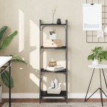 vidaXL Bibliotecă cu 4 niveluri, negru, 40x30x120 cm, lemn prelucrat vidaXL Bibliotecă cu 4 niveluri, negru, 40x30x120 cm, lemn prelucrat