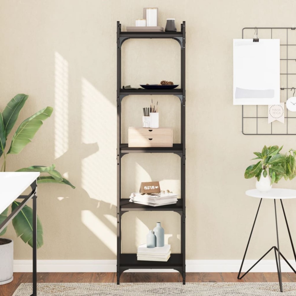vidaXL Bibliotecă cu 5 niveluri, negru, 40x30x154 cm, lemn prelucrat