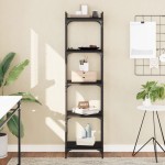 vidaXL Bibliotecă cu 5 niveluri, negru, 40x30x154 cm, lemn prelucrat vidaXL Bibliotecă cu 5 niveluri, negru, 40x30x154 cm, lemn prelucrat