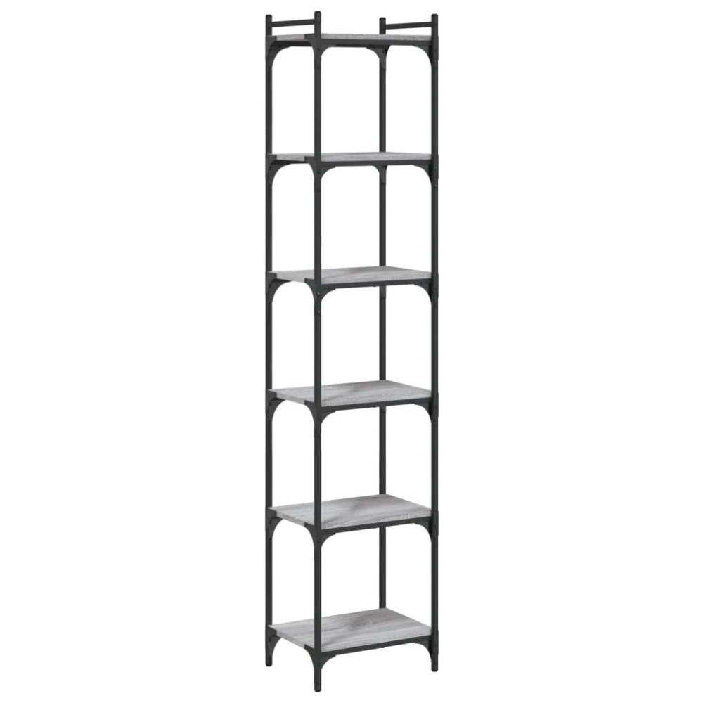 vidaXL Bibliotecă cu 6 niveluri gri sonoma 40x30x188 cm lemn prelucrat