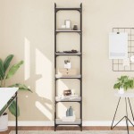 vidaXL Bibliotecă cu 6 niveluri gri sonoma 40x30x188 cm lemn prelucrat vidaXL Bibliotecă cu 6 niveluri gri sonoma 40x30x188 cm lemn prelucrat
