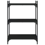 vidaXL Bibliotecă cu 3 niveluri, negru, 60x30x86 cm, lemn prelucrat vidaXL Bibliotecă cu 3 niveluri, negru, 60x30x86 cm, lemn prelucrat