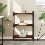 vidaXL Bibliotecă 3 niveluri stejar fumuriu 60x30x86 cm lemn prelucrat vidaXL Bibliotecă 3 niveluri stejar fumuriu 60x30x86 cm lemn prelucrat
