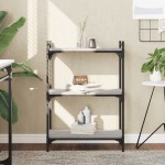 vidaXL Bibliotecă cu 3 niveluri gri sonoma 60x30x86 cm lemn compozit vidaXL Bibliotecă cu 3 niveluri gri sonoma 60x30x86 cm lemn compozit
