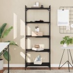 vidaXL Bibliotecă cu 5 niveluri, negru, 60x30x154 cm, lemn prelucrat vidaXL Bibliotecă cu 5 niveluri, negru, 60x30x154 cm, lemn prelucrat