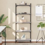 vidaXL Bibliotecă cu 5 niveluri gri sonoma 60x30x154 cm lemn prelucrat vidaXL Bibliotecă cu 5 niveluri gri sonoma 60x30x154 cm lemn prelucrat