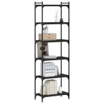 vidaXL Bibliotecă cu 6 niveluri, negru, 60x30x188 cm, lemn prelucrat vidaXL Bibliotecă cu 6 niveluri, negru, 60x30x188 cm, lemn prelucrat