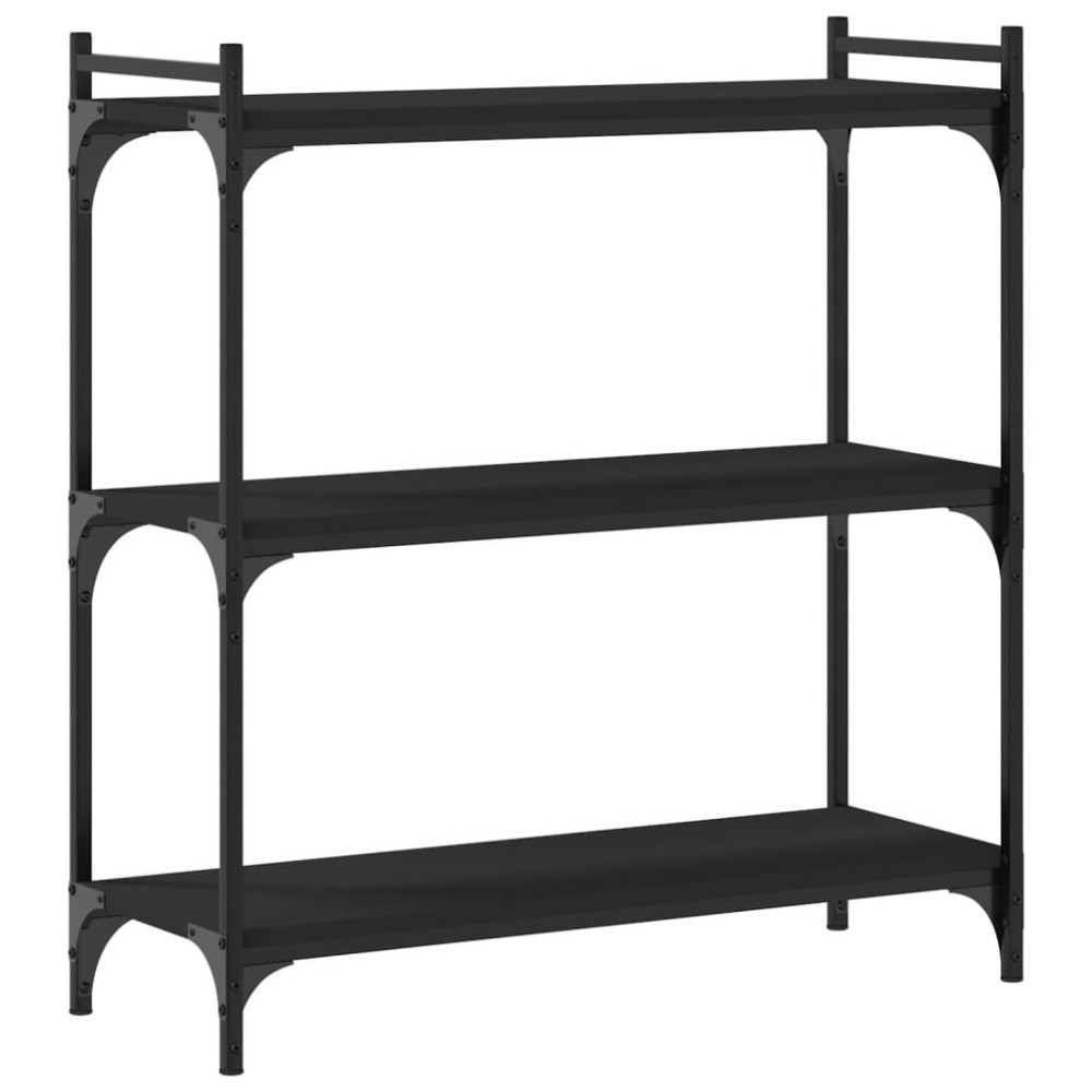 vidaXL Bibliotecă cu 3 niveluri, negru, 80x30x86 cm, lemn prelucrat