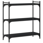 vidaXL Bibliotecă cu 3 niveluri, negru, 80x30x86 cm, lemn prelucrat vidaXL Bibliotecă cu 3 niveluri, negru, 80x30x86 cm, lemn prelucrat