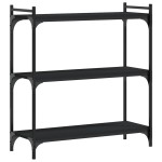 vidaXL Bibliotecă cu 3 niveluri, negru, 80x30x86 cm, lemn prelucrat vidaXL Bibliotecă cu 3 niveluri, negru, 80x30x86 cm, lemn prelucrat