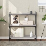 vidaXL Bibliotecă cu 3 niveluri gri sonoma 80x30x86 cm, lemn prelucrat vidaXL Bibliotecă cu 3 niveluri gri sonoma 80x30x86 cm, lemn prelucrat