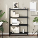 vidaXL Bibliotecă cu 4 niveluri, negru, 80x30x120 cm, lemn prelucrat vidaXL Bibliotecă cu 4 niveluri, negru, 80x30x120 cm, lemn prelucrat