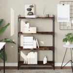 vidaXL Bibliotecă 4 niveluri stejar afumat 80x30x120 cm lemn prelucrat vidaXL Bibliotecă 4 niveluri stejar afumat 80x30x120 cm lemn prelucrat
