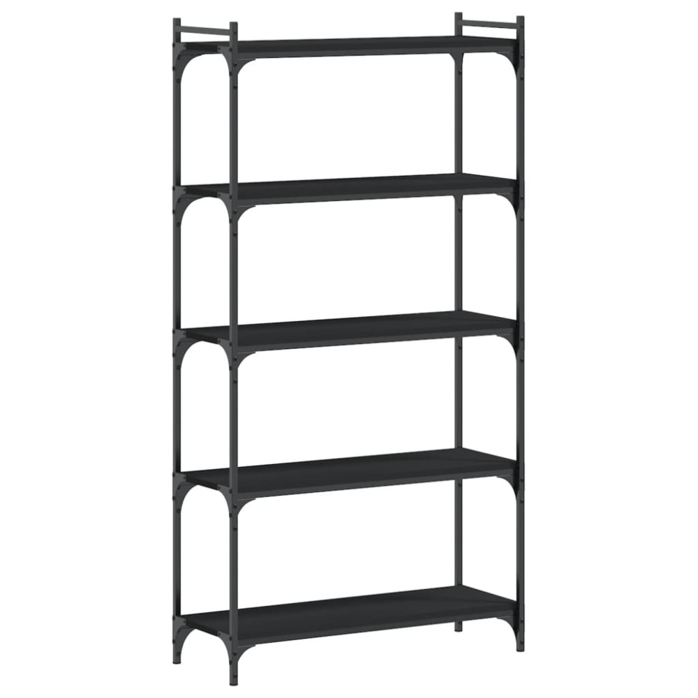 vidaXL Bibliotecă cu 5 niveluri, negru, 80x30x154 cm, lemn prelucrat