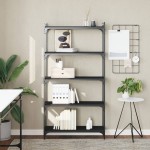 vidaXL Bibliotecă cu 5 niveluri, negru, 80x30x154 cm, lemn prelucrat vidaXL Bibliotecă cu 5 niveluri, negru, 80x30x154 cm, lemn prelucrat