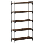 vidaXL Bibliotecă 5 niveluri stejar afumat 80x30x154 cm lemn prelucrat vidaXL Bibliotecă 5 niveluri stejar afumat 80x30x154 cm lemn prelucrat